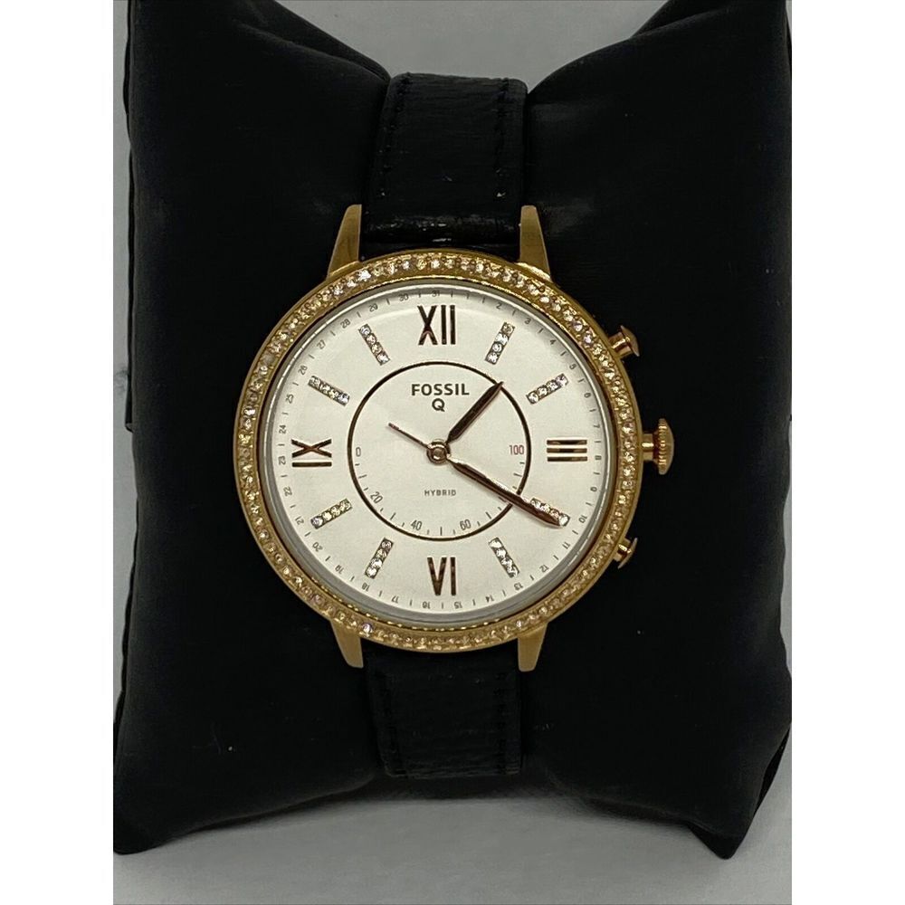 Fossil FTW5010 Women's Black Leather White Analog Dial Hybrid Smartwatch XX761